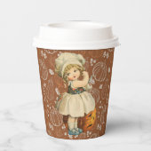 Girl Carving Apple Halloween Pappbecher (Rückseite)