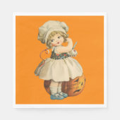 Girl Carving Apple Halloween Serviette (Vorderseite)