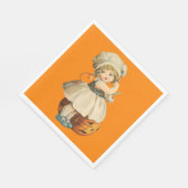 Girl Carving Apple Halloween Serviette (Ecke)