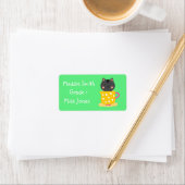 Girl Cat im Teacup niedliche Namensschilder Adressaufkleber (Insitu)