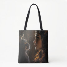 Girl & Cat Powa Tote Bag