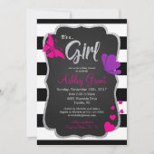 Girl Chalkboard Butterfly Baby Dusche Einladung (Vorderseite)