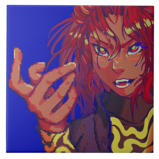 Girl changing pixelart fliese (Vorderseite)