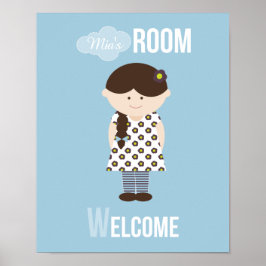 Girl Character Add your name Bedroom Poster Sign
