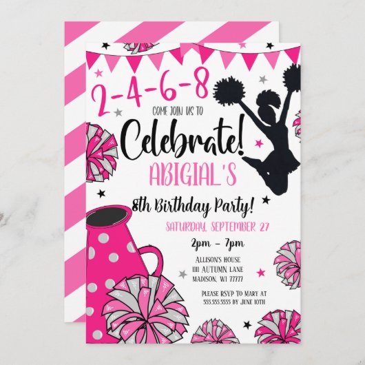 Girl Cheerleader Invite Einladung (Vorne/Hinten)