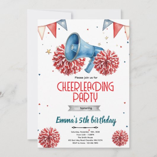 Girl Cheerleader party Invitation  Einladung (Vorderseite)