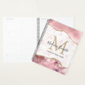 Girl Chic Blush Pink Gold Glitzer Agate Monogram Planer (Anzeige)