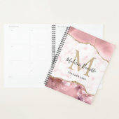 Girl Chic Blush Pink Gold Glitzer Agate Monogram Planer (Anzeige)