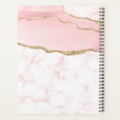 Girl Chic Blush Pink Gold Glitzer Agate Monogram Planer (Rückseite)