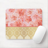 Girl Chic Floral mit Golden Damask Lace Mousepad (Mit Mouse)