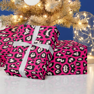 Girl-chic Leopard drucken schwarz, rot, rosa, heiß Geschenkpapier