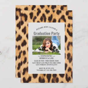 Girl-Chic Leopard Print Graduierungsparty Einladung
