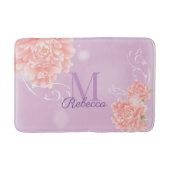 Girl Chic lila rosa Pink Pony Monogramm Badematte (Vorderseite)