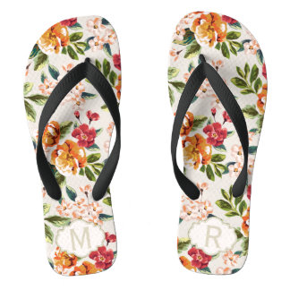 Girl-Chic-Muster mit Monogramm-Namen Badesandalen