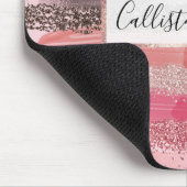 Girl Chic Pink Coral Paint Glitzer Pinselstriche Mousepad (Ecke)
