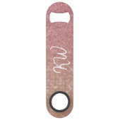 Girl Chic Pink Gold Glitzer Ombre Monogram Speed Flaschenöffner (Vorderseite)