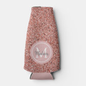 Girl Chic Rose Gold Glitzer Monogram Personalisier Flaschenkühler (Vorderseite)