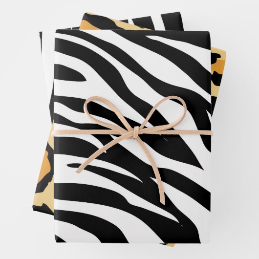 Girl chic Safari Cheetah Print zebra Streifen Geschenkpapier Set (Beispiel)