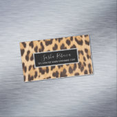 Girl-Chic Schönheitssalon Stylist Leopardprint Magnetische Visitenkarte (Beispiel)