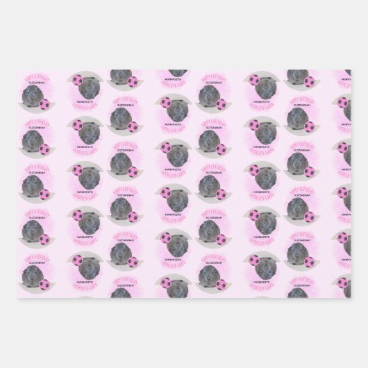 Girl Child Birthday Guinea Pig Pink Soccer Ball Geschenkpapier Set (Vorderseite 2)