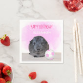 Girl Child Birthday Guinea Pig Pink Soccer Ball Serviette (Beispiel)