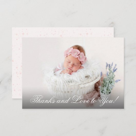 Girl Christening Pink Watercolor  Dankeskarte (Vorne/Hinten)