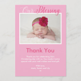 Girl Christening/Taufe Danke-Card Einladung