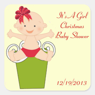 Girl Christmas Baby Shower Fevor Stickers