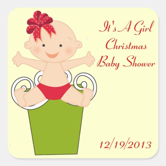 Girl Christmas Baby Shower Fevor Stickers (Vorderseite)
