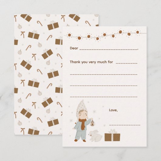 Girl Christmas Danke, bitte, füllen Sie die Karte  (Vorne/Hinten)