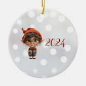 Girl Christmas Elf Keramik Ornament (Vorne)