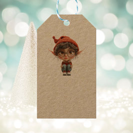 Girl Christmas Elf Kraft - Geschenktags Geschenkanhänger