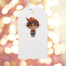 Girl Christmas Elf weiße Geschenketiketten anhören