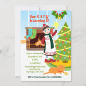 Girl Christmas Geburtstagsfeier Einladung (Vorderseite)