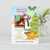 Girl Christmas Geburtstagsfeier Einladung (Stehend Vorderseite)