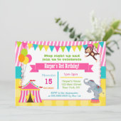 Girl Circus Karneval Geburtstagsparty Einladungen (Stehend Vorderseite)