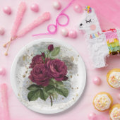 Girl Collage - rote Rosen Papier Teller (Party)