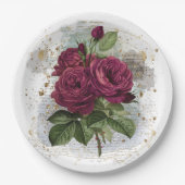 Girl Collage - rote Rosen Papier Teller (Vorderseite)