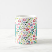 Girl Colorful Bohemisch Spring Flowers Monogram Kaffeetasse (Mittel)