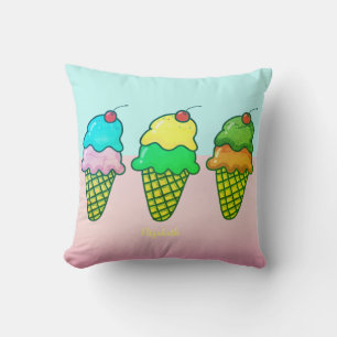 Girl Colorful Ice Creme Cones - Personalisiert Kissen