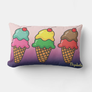 Girl Colorful Ice Creme Cones - Personalisiert Lendenkissen