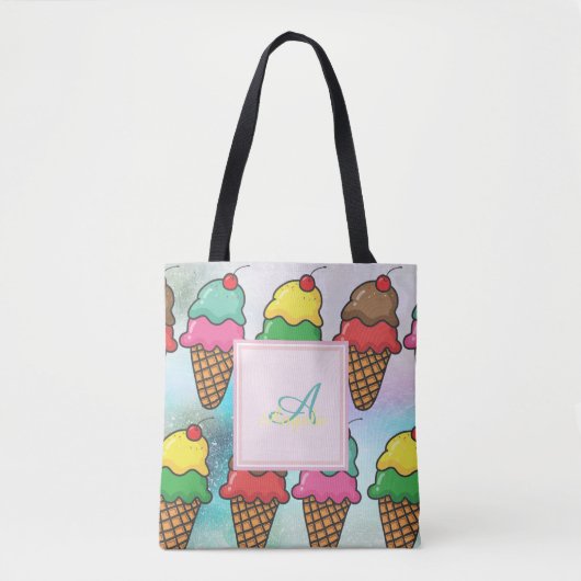 Girl Colorful Ice Creme Cones - Personalisiert Tasche (Vorderseite)