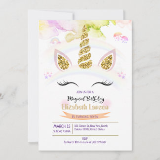 Girl Colorful Watercolor Magische Geburtstagsparty Einladung