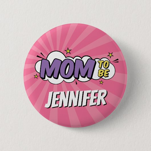 Girl Comic Book Superhero Kinderdusche Mama Button (Vorderseite)