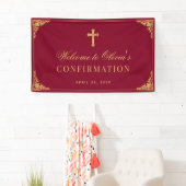 Girl Confirmation Burgundy Faux Gold Vintage Banner (Insitu)