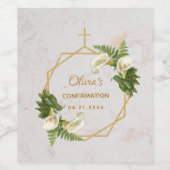 Girl Confirmation Calla Lilies Gold Marble Floral Weinetikett (Einzelnes Label)