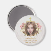 Girl Confirmation Foto Rosa Orchids Blumenmarmor Magnet (Vorderseite/Rückseite)
