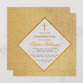 Girl Confirmation Imitats Gold Foil White Marmor Einladung (Vorne/Hinten)