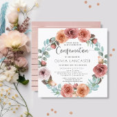 Girl Confirmation Rose Gold Blush Blumenreath Einladung