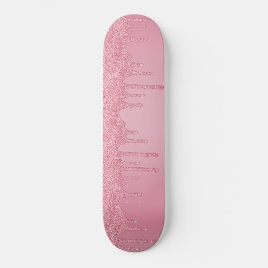 Girl Cool Pink Glitzer Sparkle Tropfen Skateboard (Vorderseite)